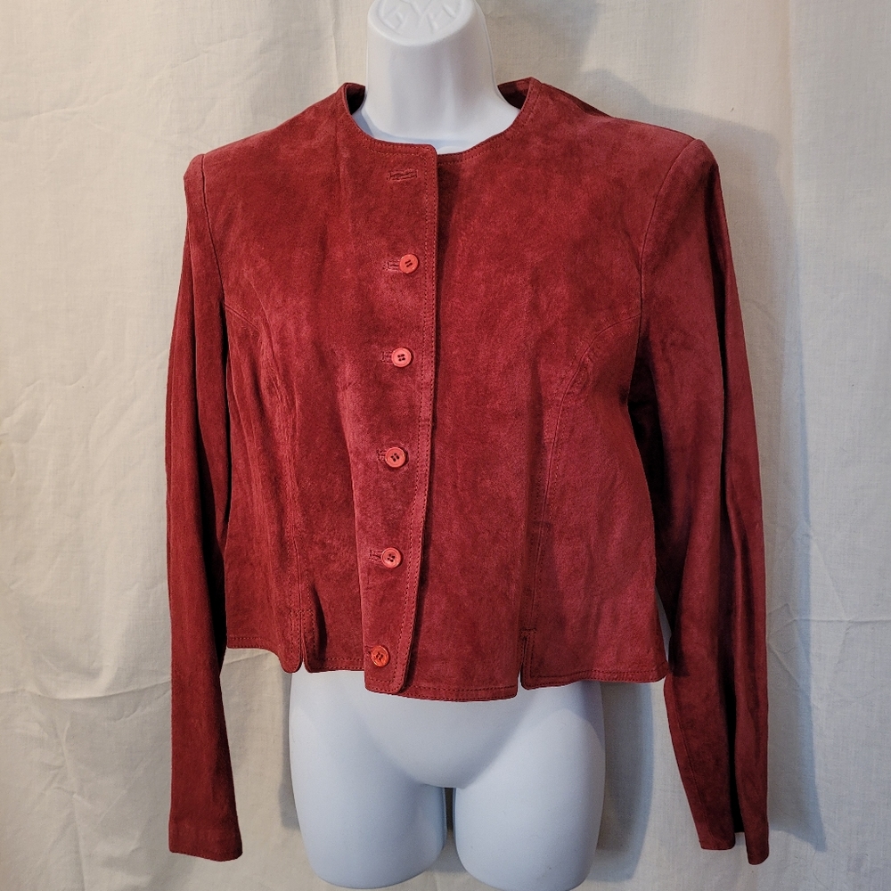 Deerskin Trading Post Burgundy Suede Leather Jacket